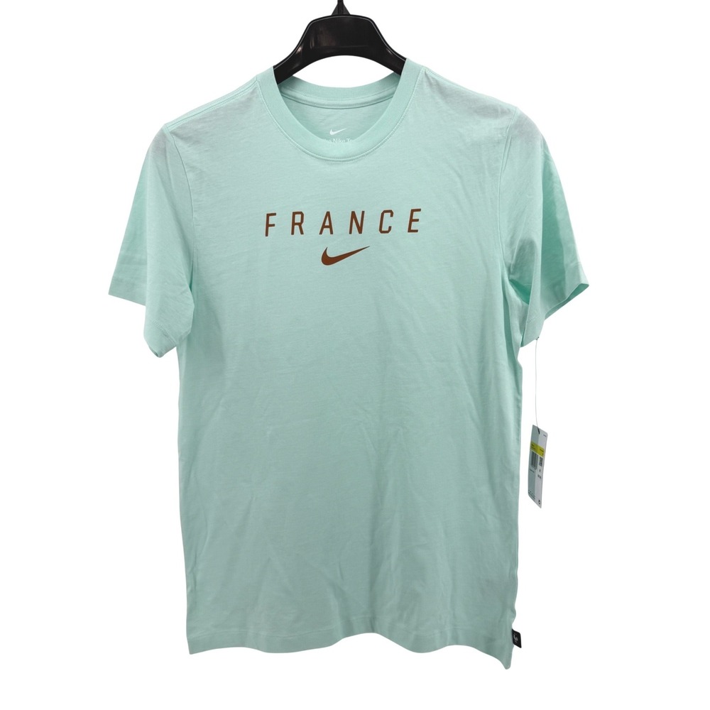 NEW Nike France Soccer T-Shirt Mens Small Mint Green IH2183-393 Graphic Swoosh